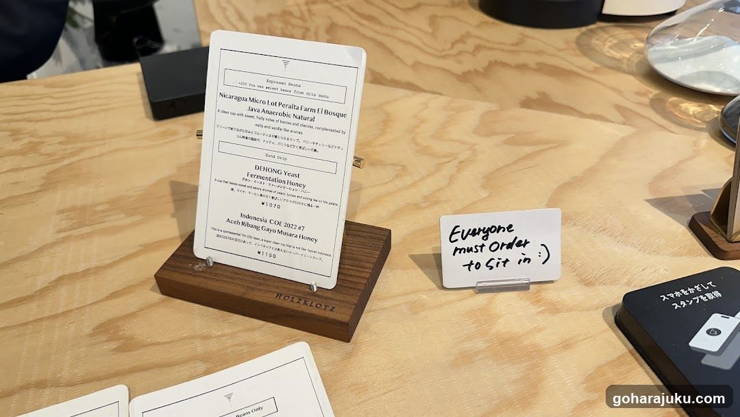Table display with menu card and sign