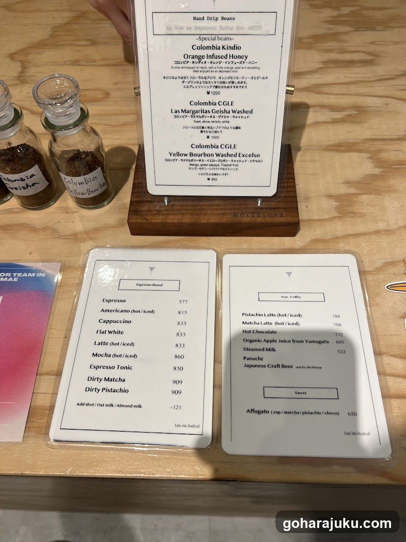 Coffee and Tea Menu Display