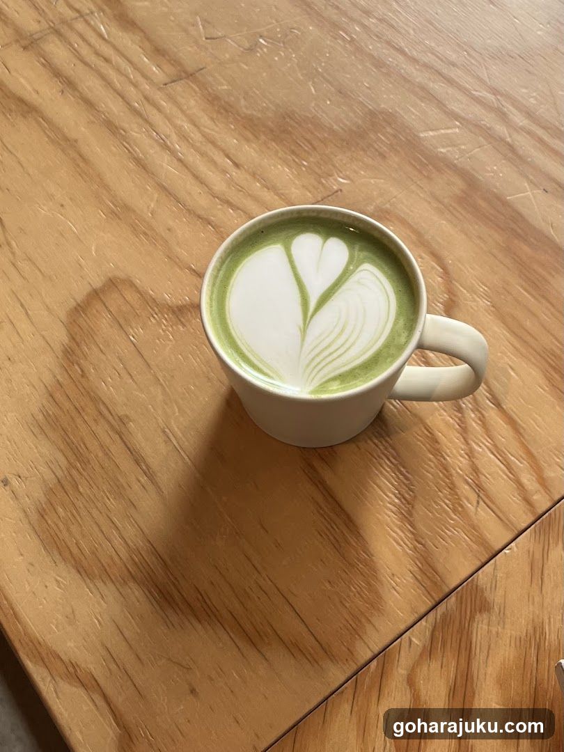 Matcha Latte with Leaf Art