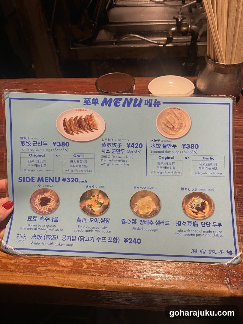 Yan Gyoza Menu