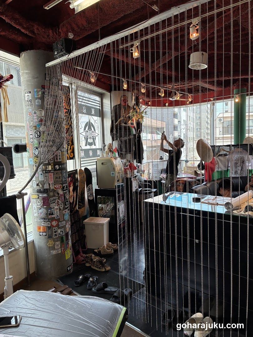Interior of a cluttered shop or studio space