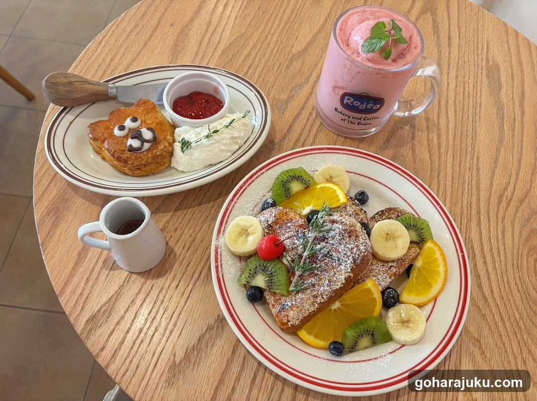 Breakfast Spread with French Toast and Smoothie