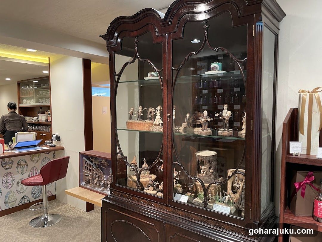 Interior of a shop or cafe with display cabinet
