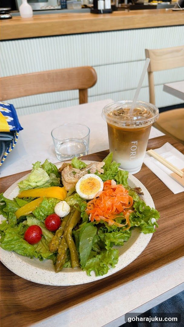 Salad and Iced Coffee at Cafe
