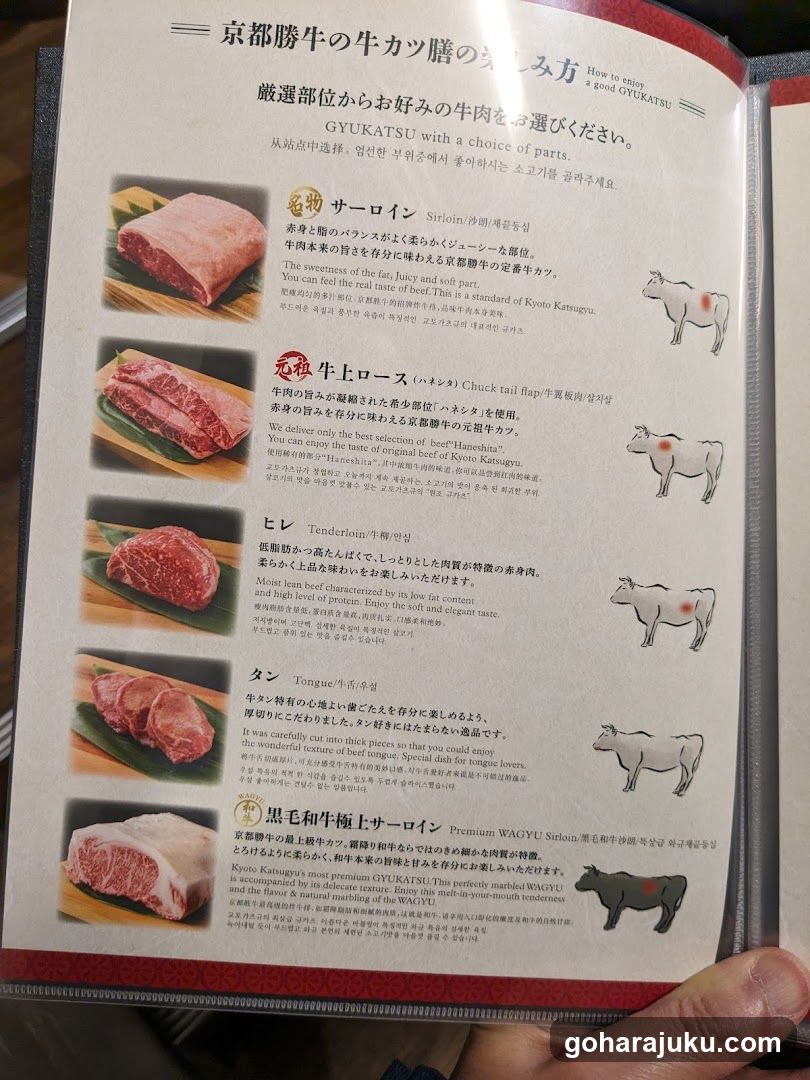 Kyoto Wagyu Beef Menu Page
