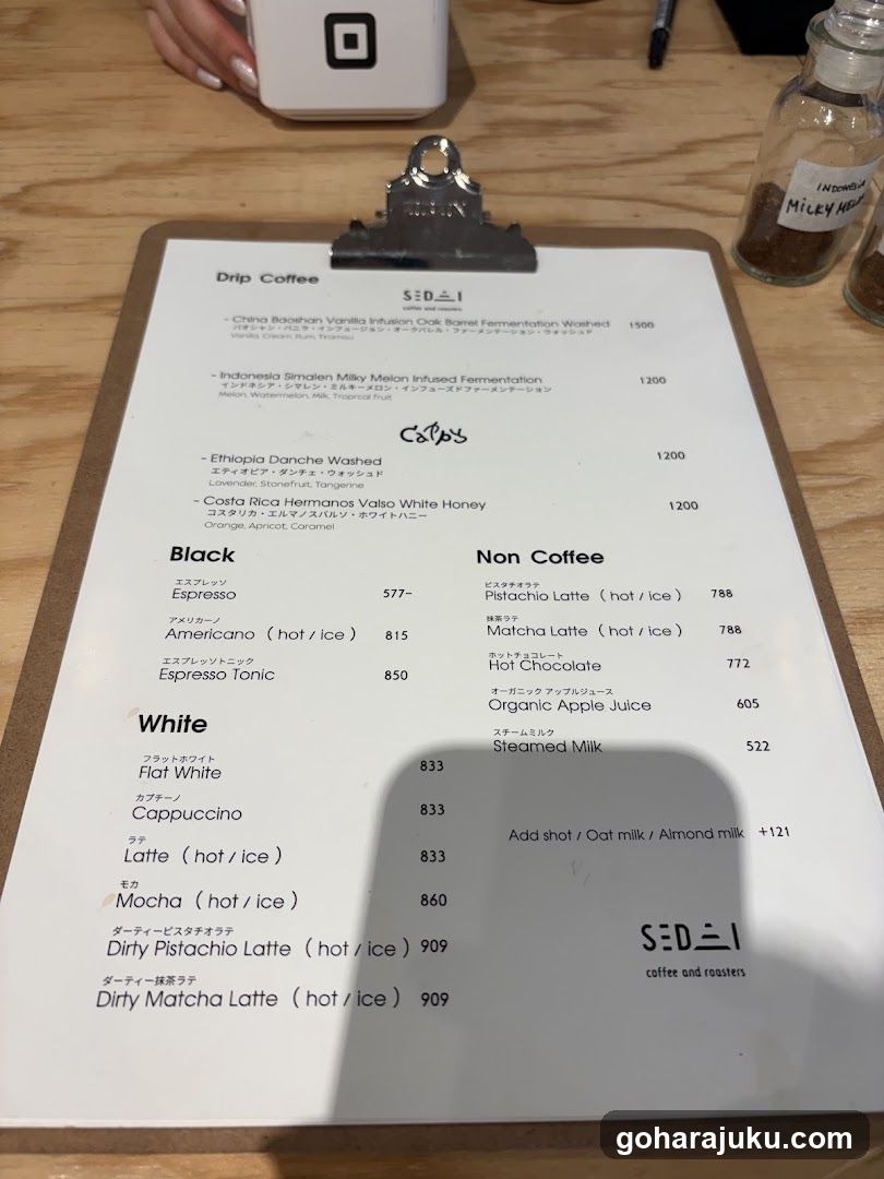 Coffee Menu