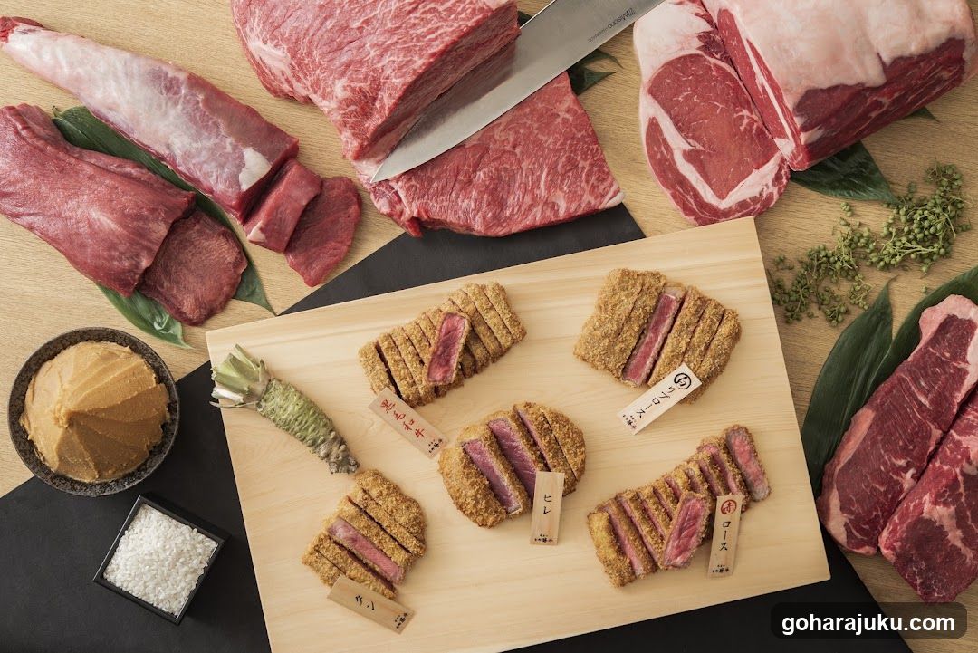 Japanese Meat Display with Katsu Cutlets