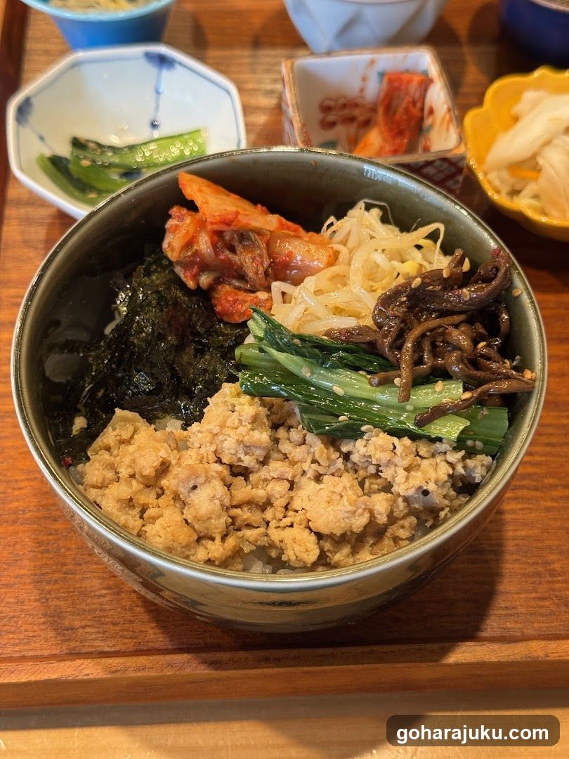 Bowl of Korean-style rice with toppings