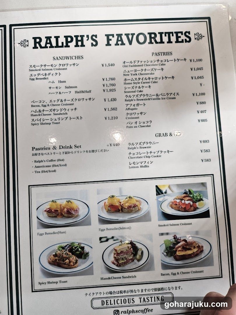 Ralph's Favorites Menu
