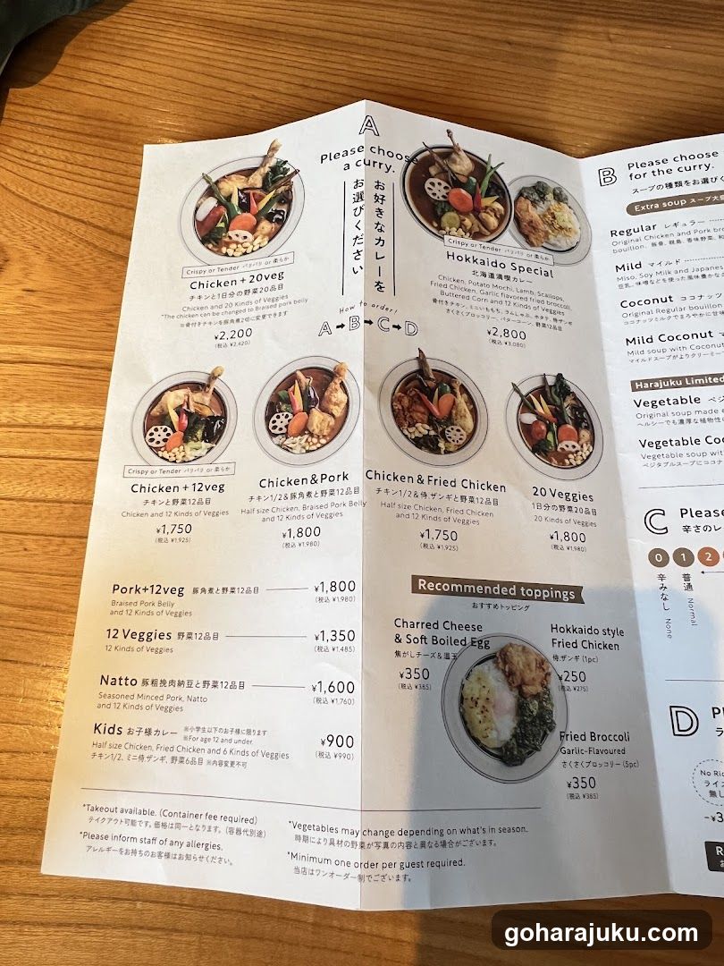 Japanese Curry Menu