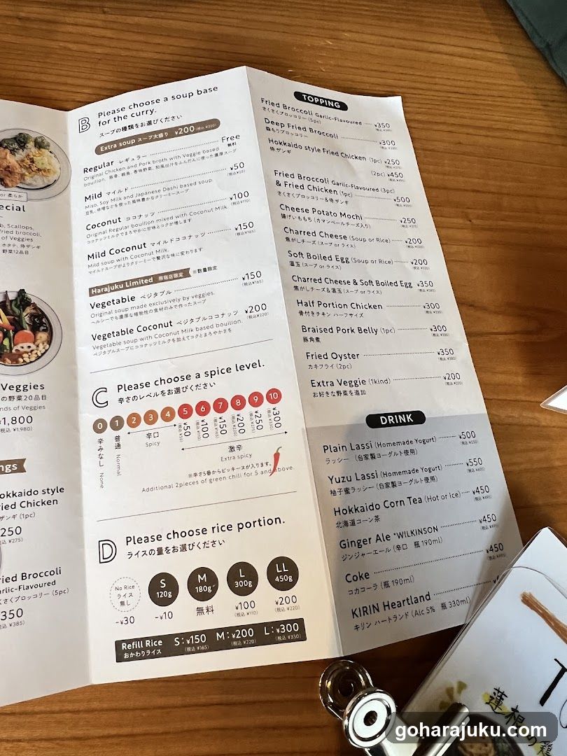 Japanese Curry Menu