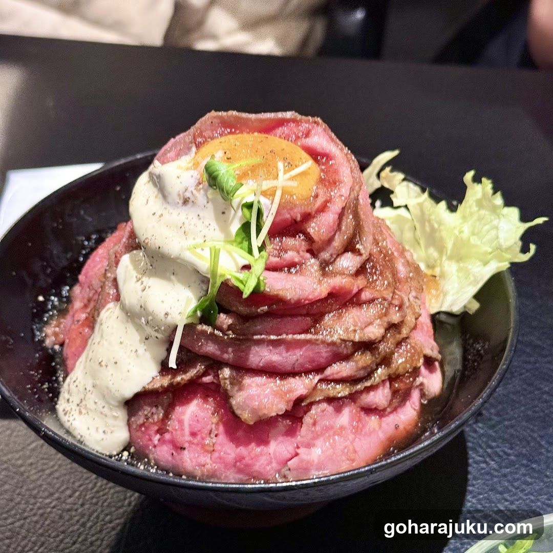 Sliced Beef Bowl with Sauce and Egg Yolk