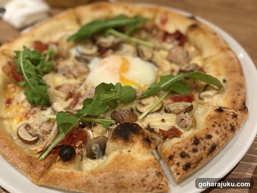 Pizza with Egg and Mushrooms