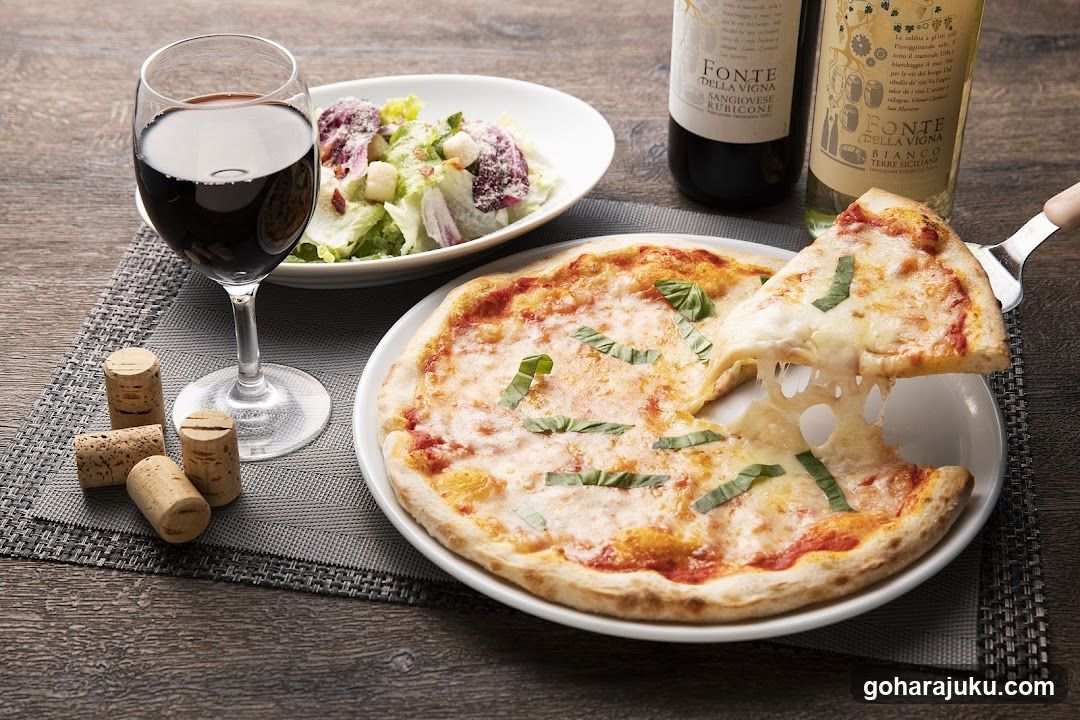 Pizza and Wine Spread