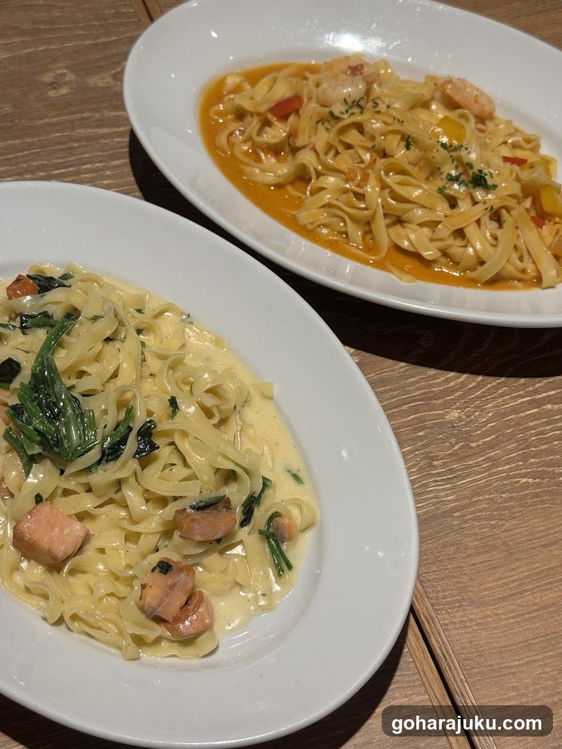 Pasta Dishes on Wooden Table