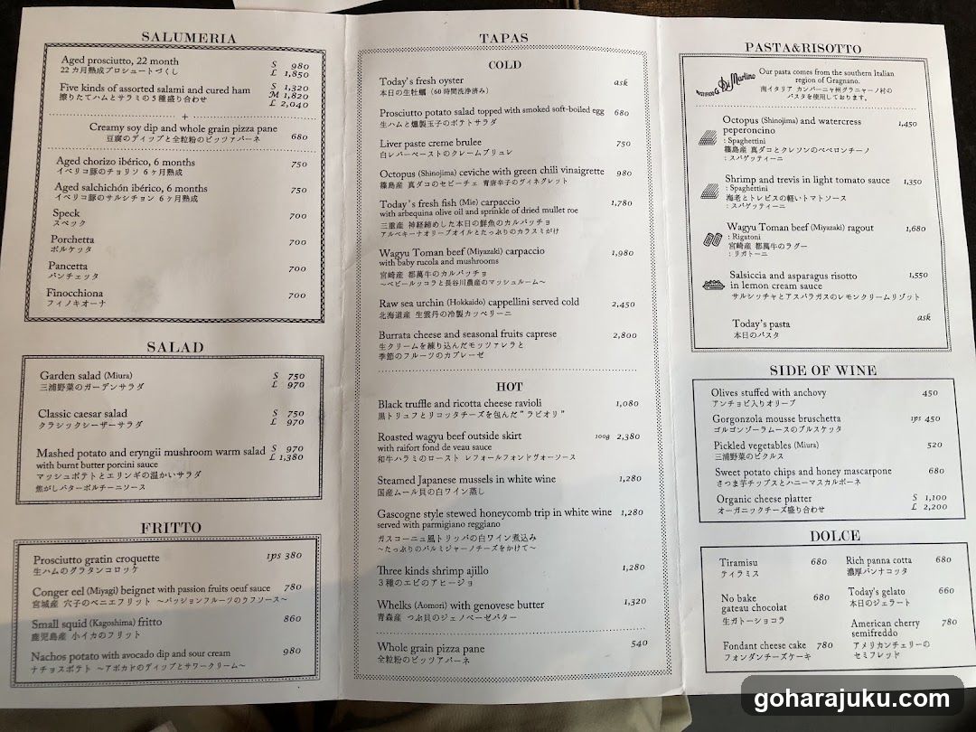 Salumeria Menu