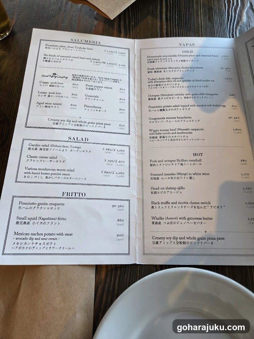 Salumeria and Tapas Menu