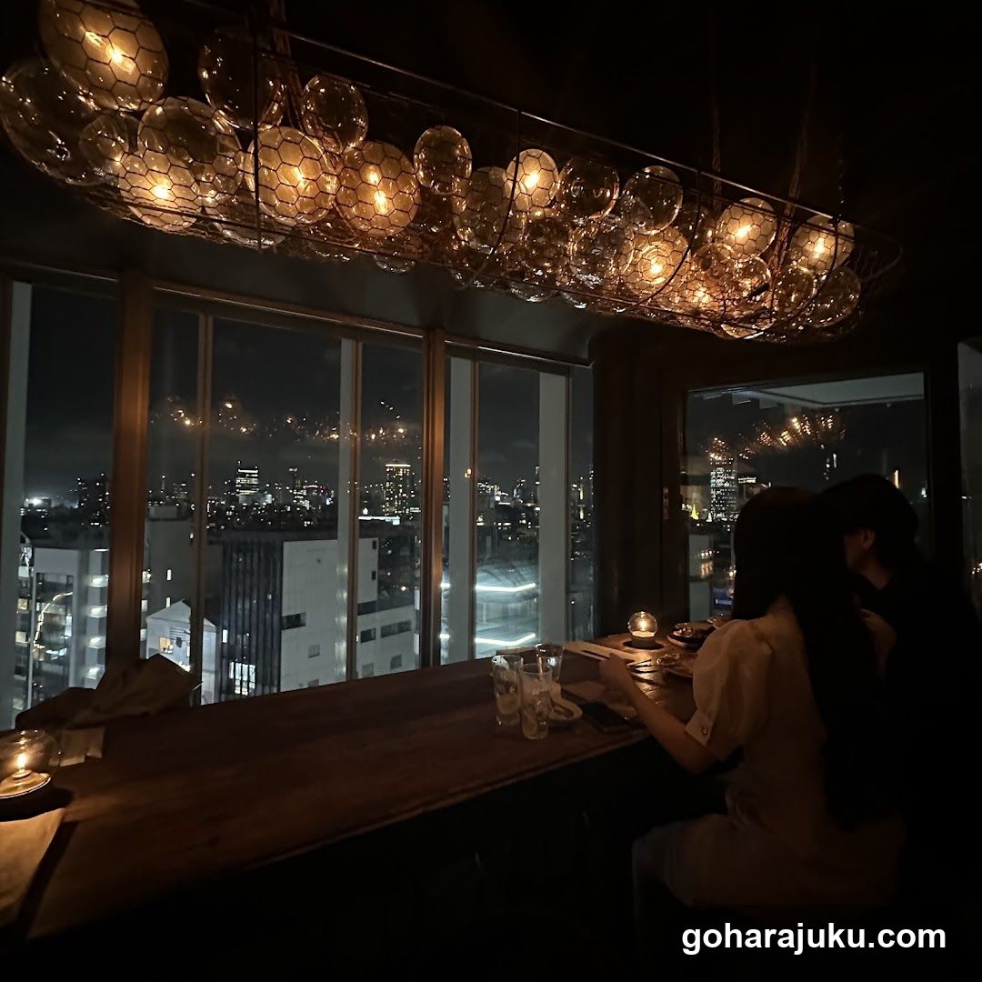 Night View Interior with City Lights
