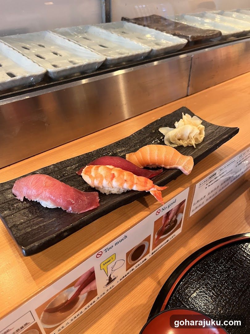 Sushi on conveyor belt