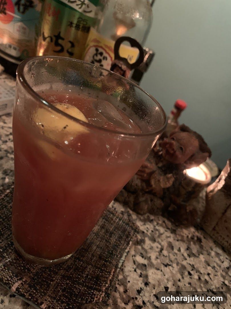 Pink Drink with Ice and Lemon Slices