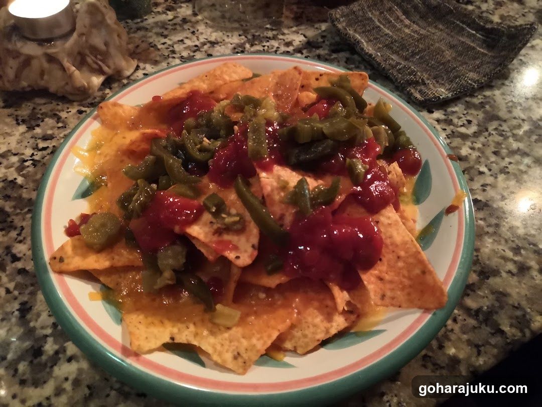 Loaded Nachos with Salsa and Peppers