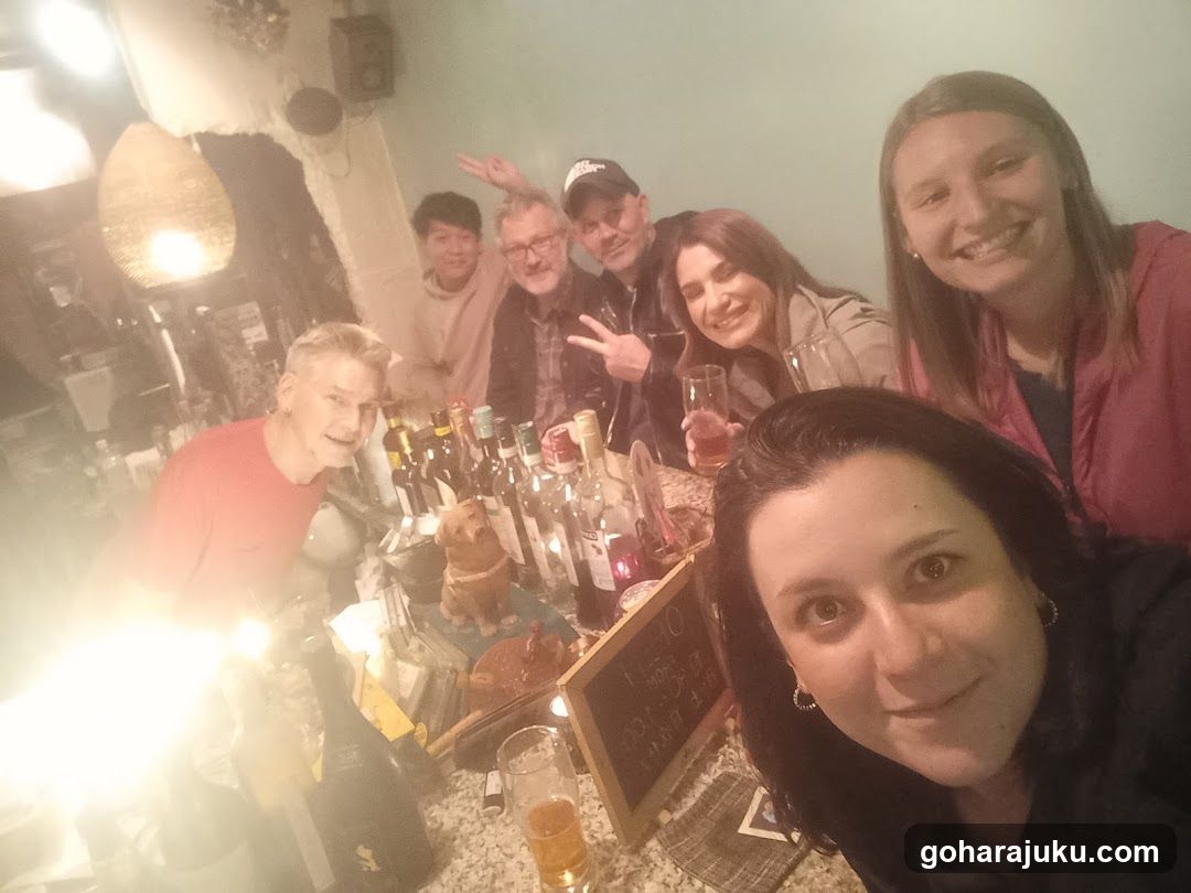 Group selfie at a bar or pub