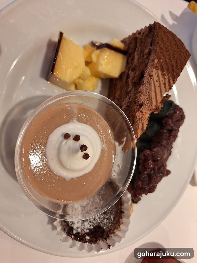 Dessert Platter with Chocolate Cake and Custard