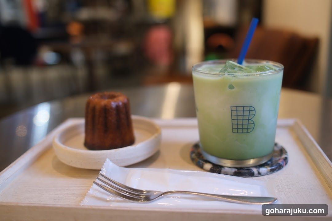 Matcha Latte and Cané on a Tray