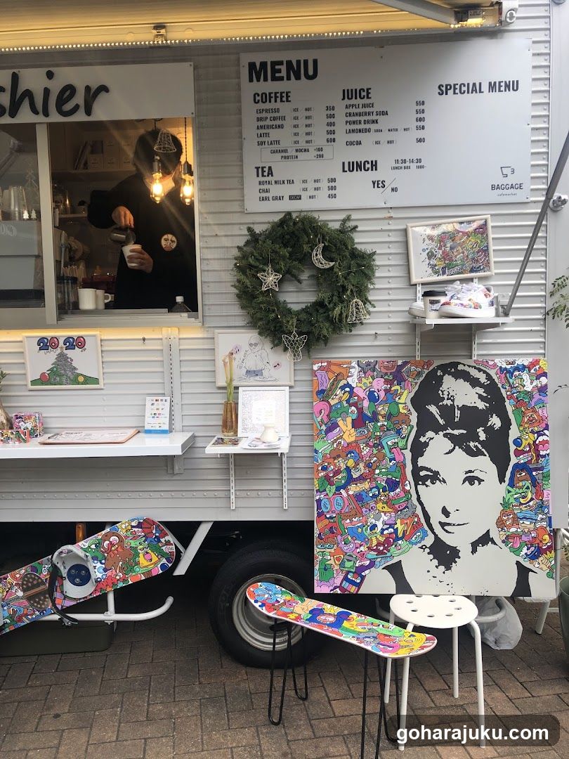 Food Truck Exterior with Menu Board and Decorations