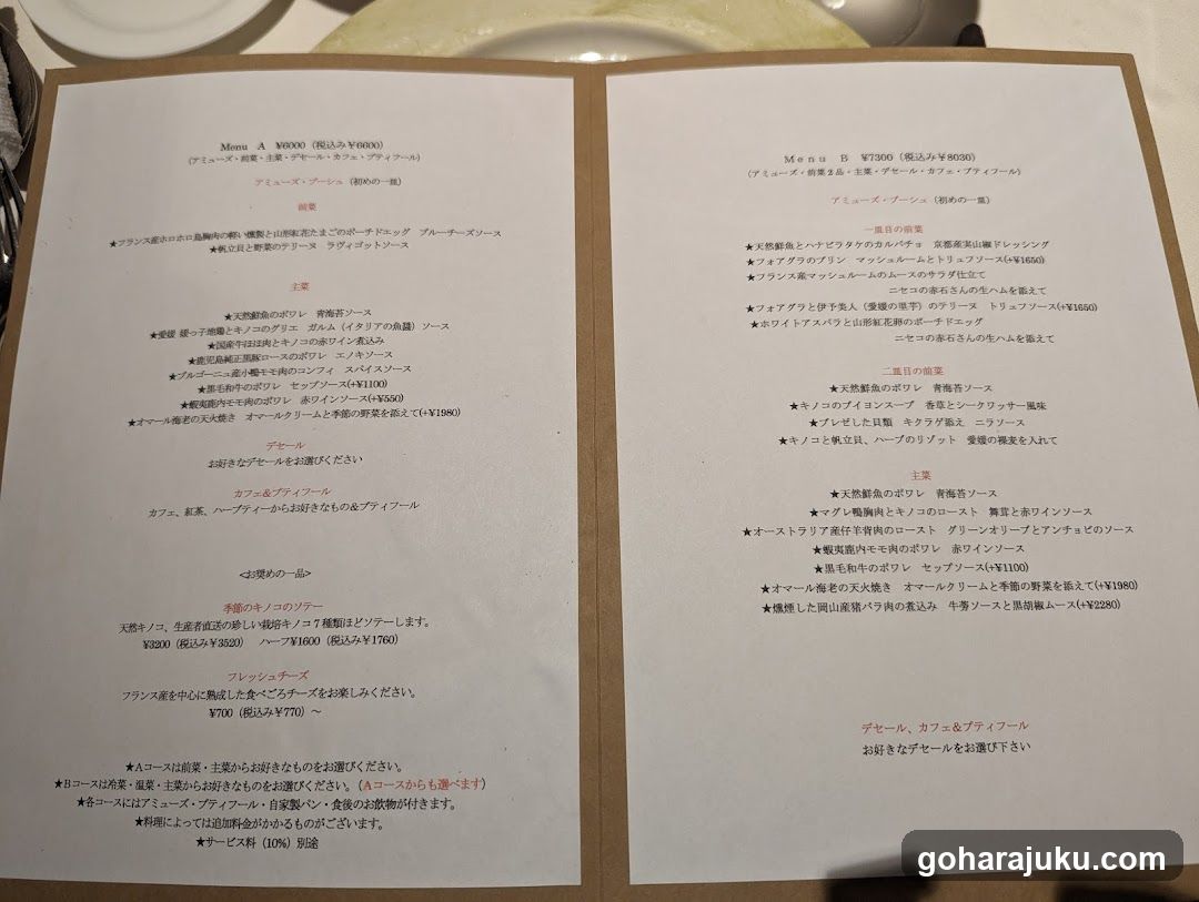 Japanese Restaurant Menu