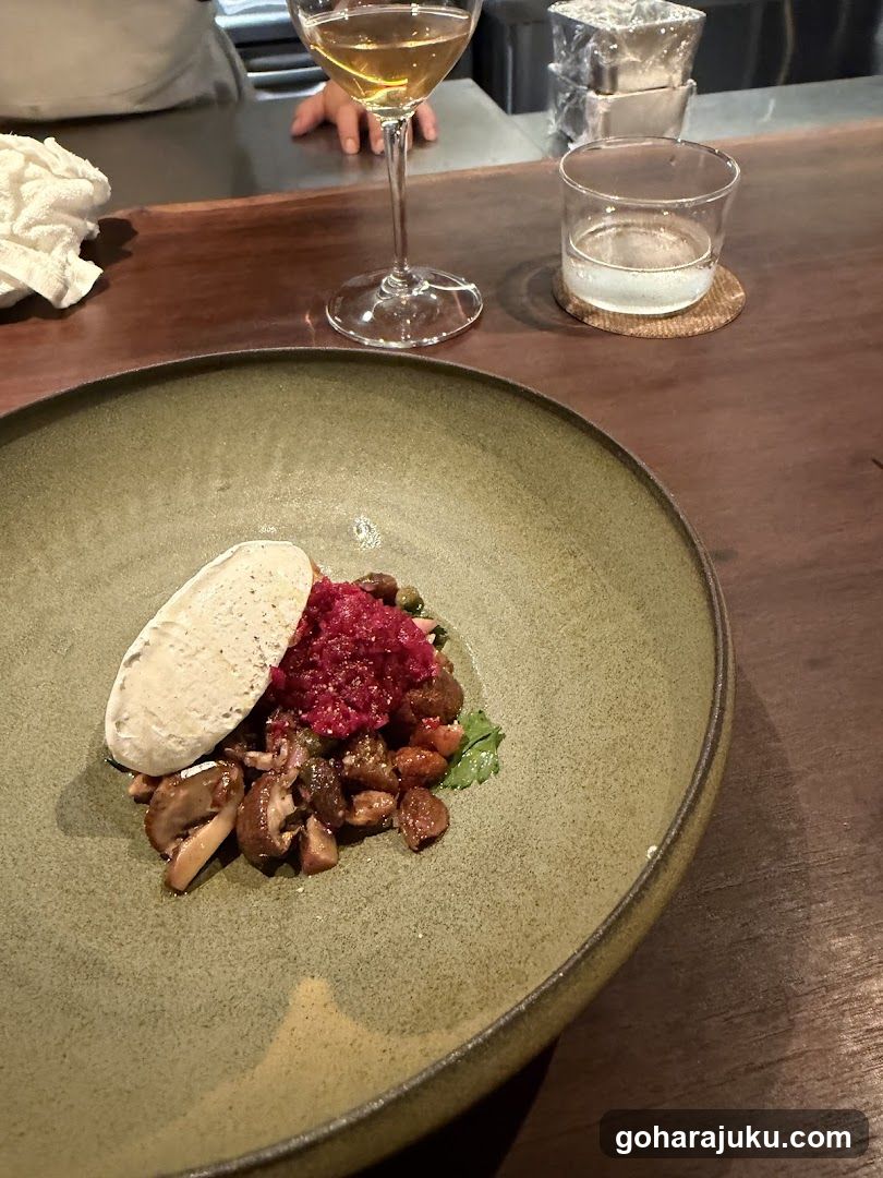Plated Dish with Wine and Water