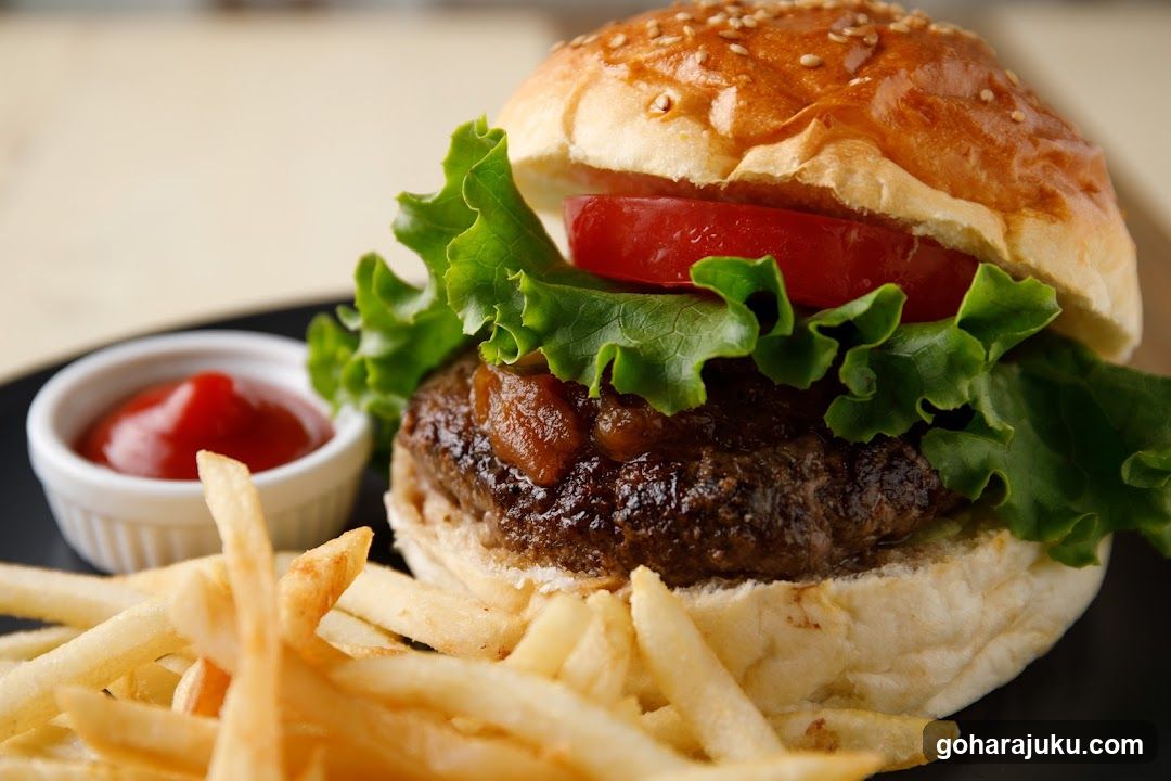 Burger with Fries and Ketchup