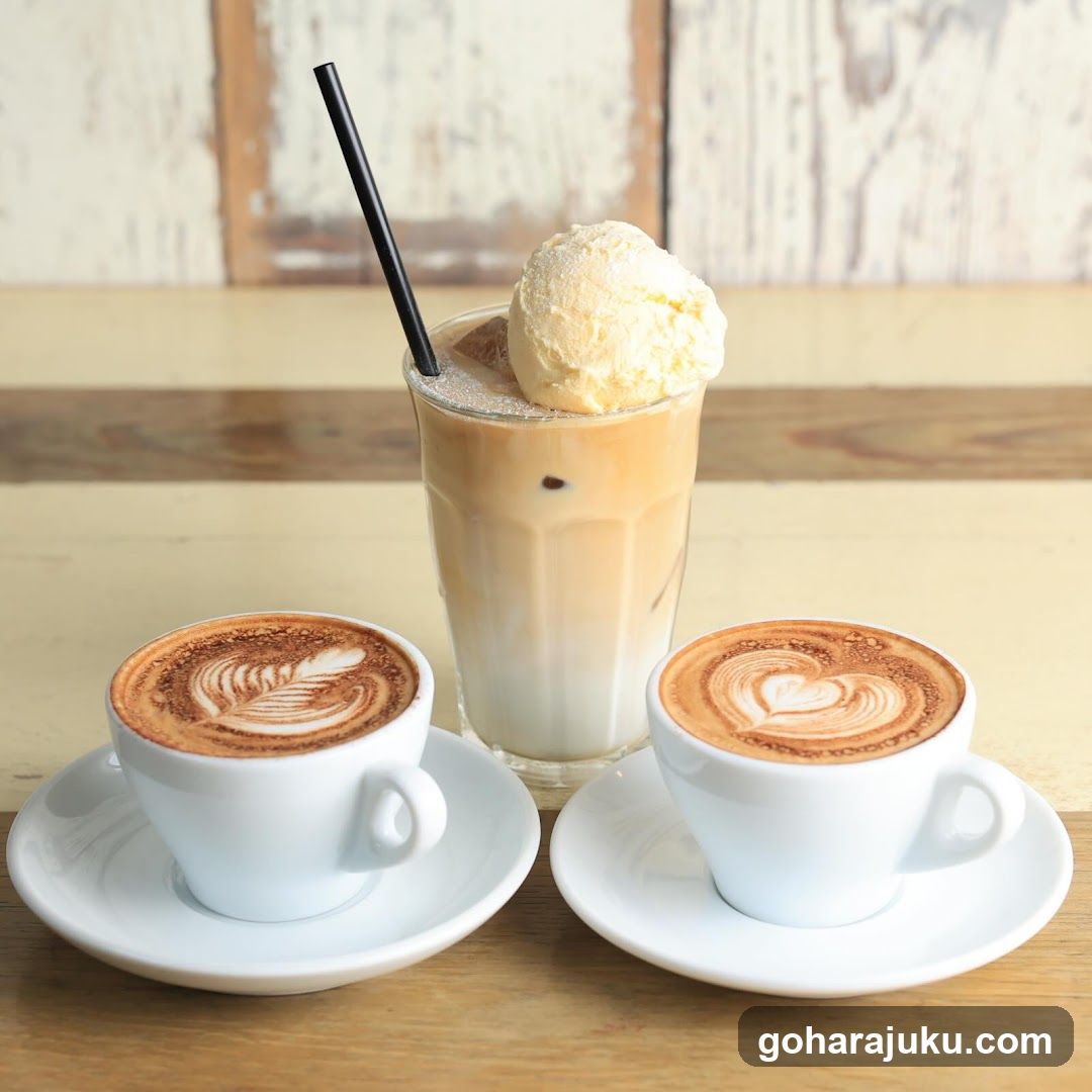 Coffee and Iced Latte with Ice Cream