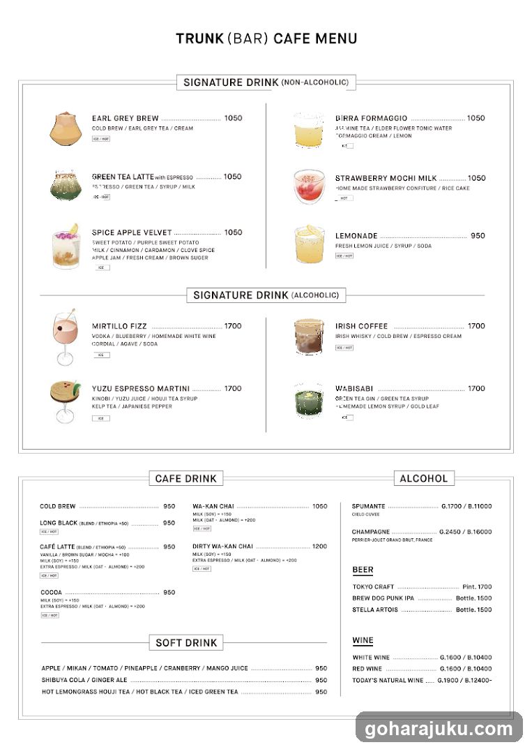 TRUNK (BAR) CAFE MENU