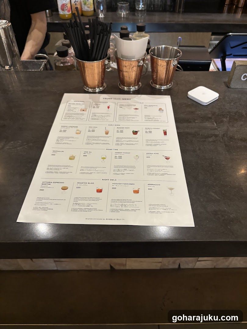 Trunk (Bar) Menu