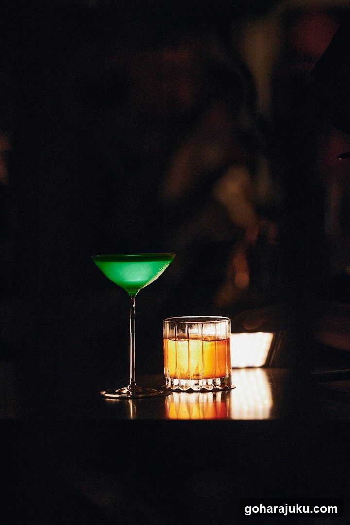 Cocktails in a dimly lit bar