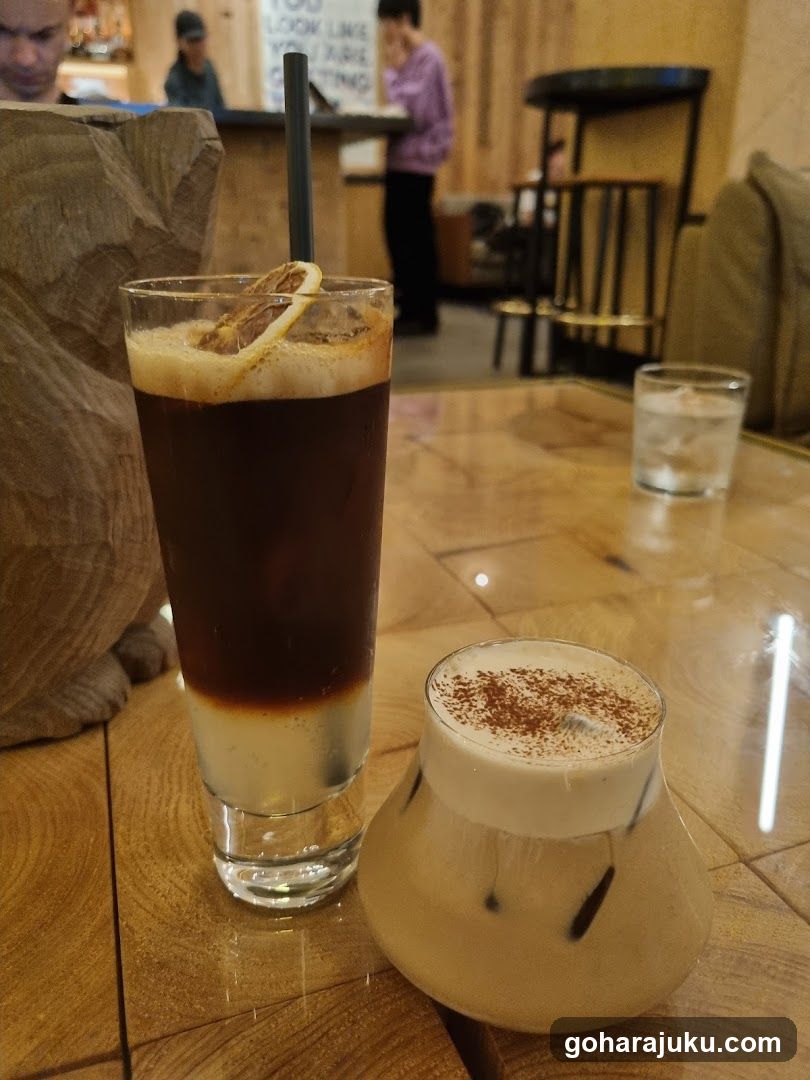 Coffee Drinks on Wooden Table