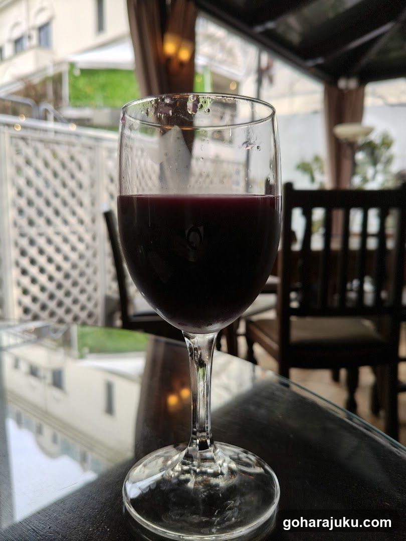 Red Wine Glass on Outdoor Table