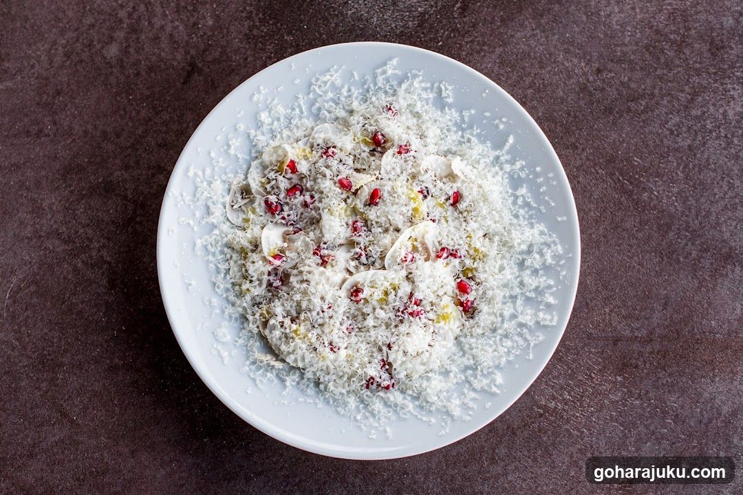 Pomegranate and Mushroom Salad with Parmesan