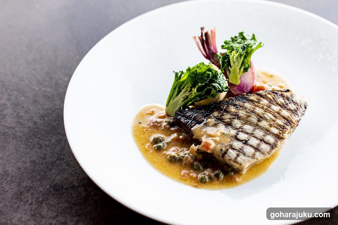 Grilled Fish with Sauce and Greens