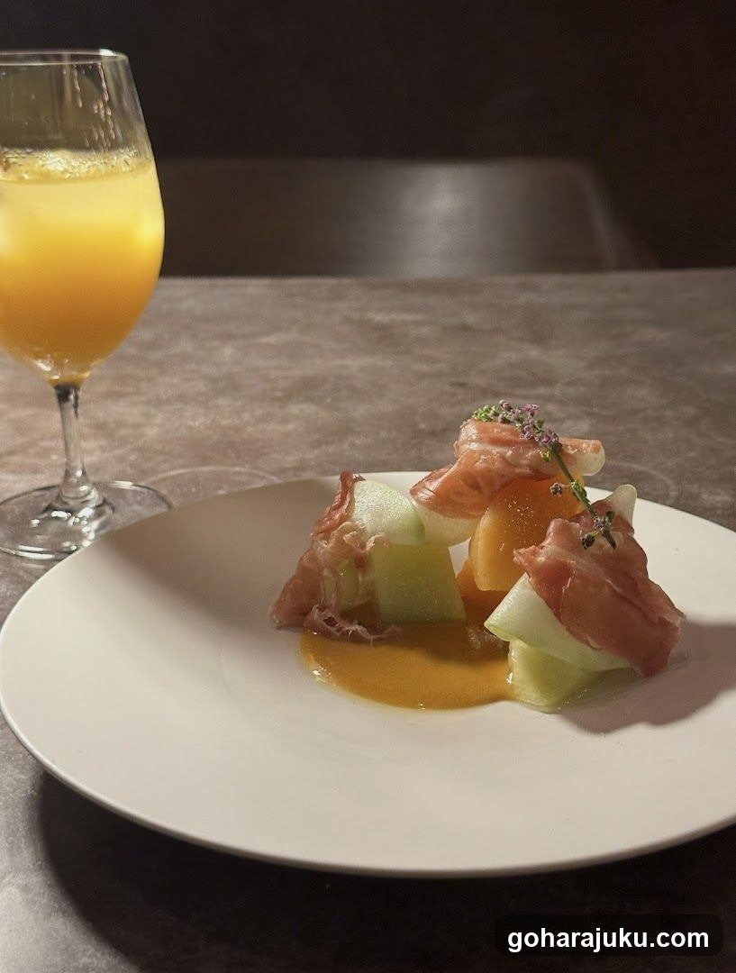 Salmon and Melon Dish with Orange Juice