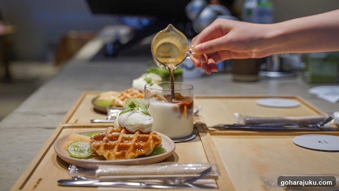 Pouring Syrup on Waffles