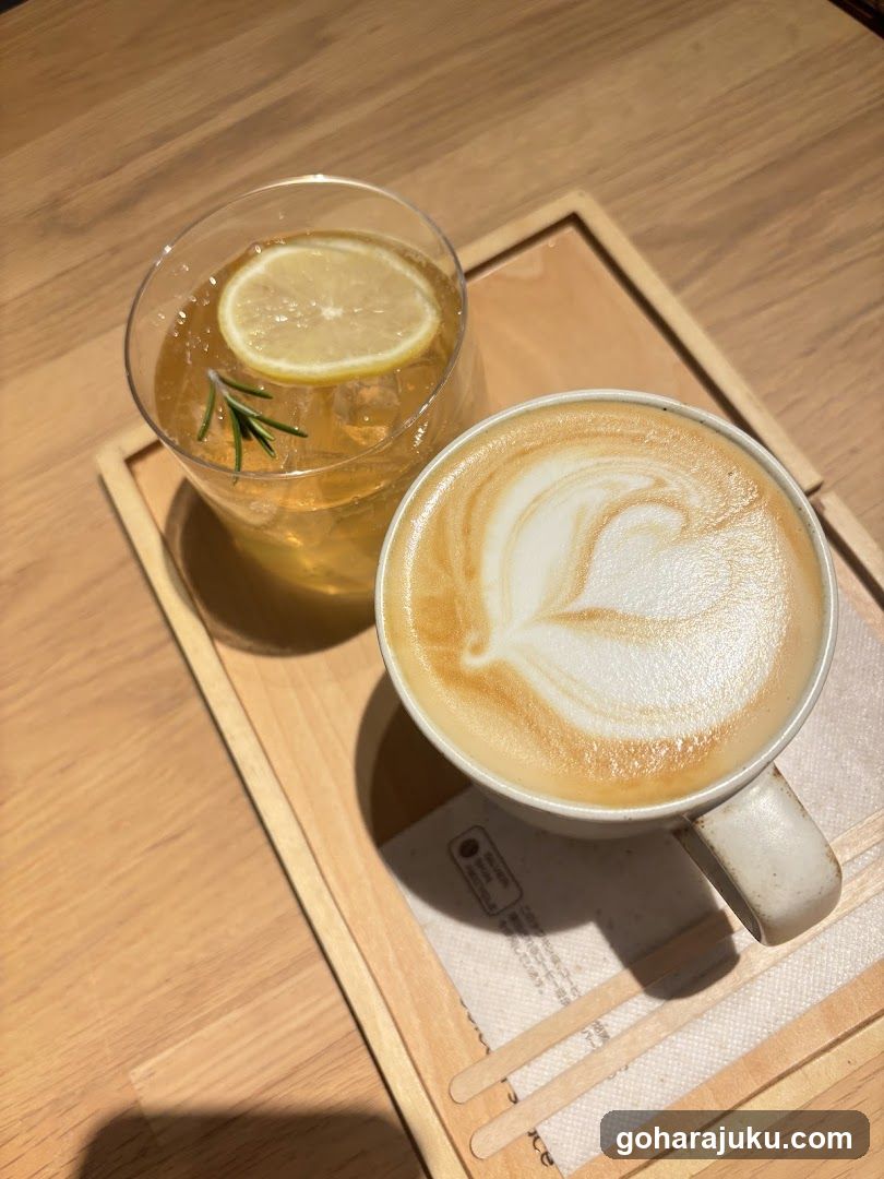 Coffee and Lemon Drink on Wooden Tray