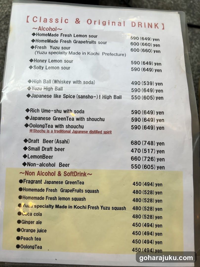 Classic & Original Drink Menu