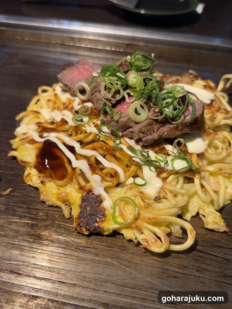 Grilled Okonomiyaki with Beef and Scallions