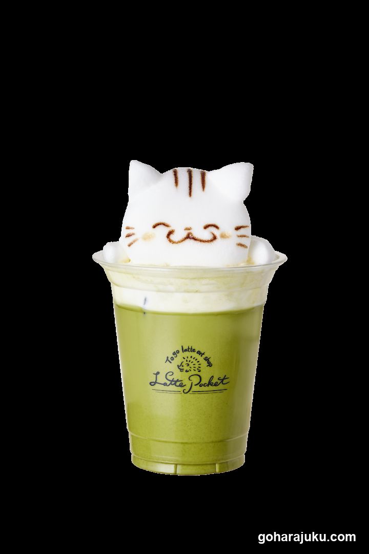 Matcha Latte with Cat Foam Art