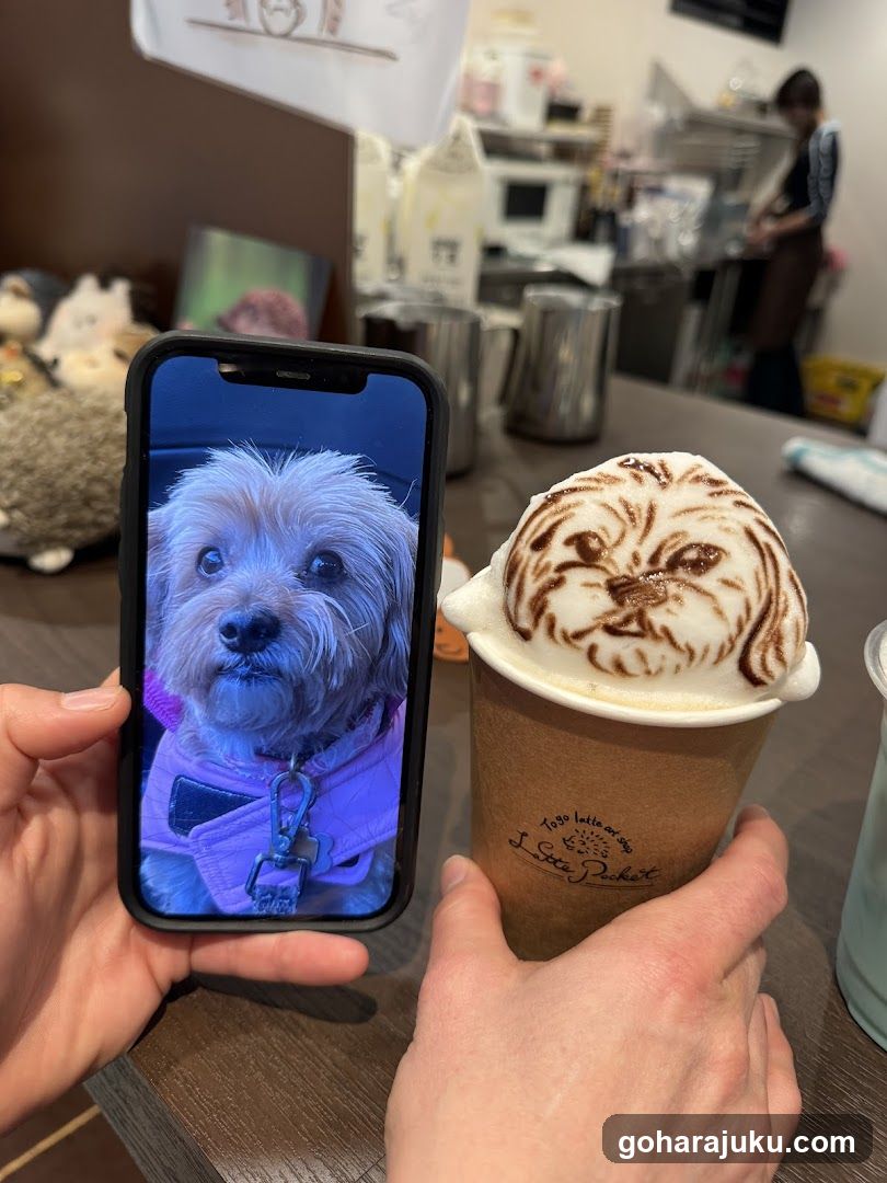 Dog-themed Latte Art and Phone Photo