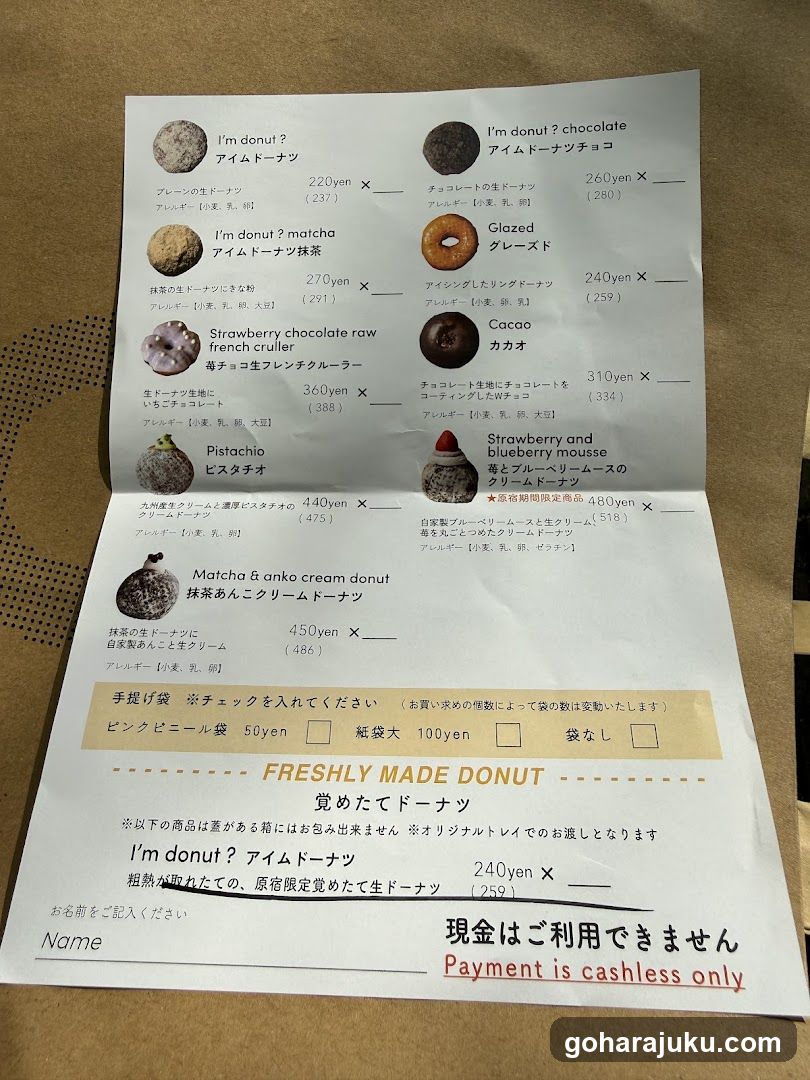 Donut Menu Card