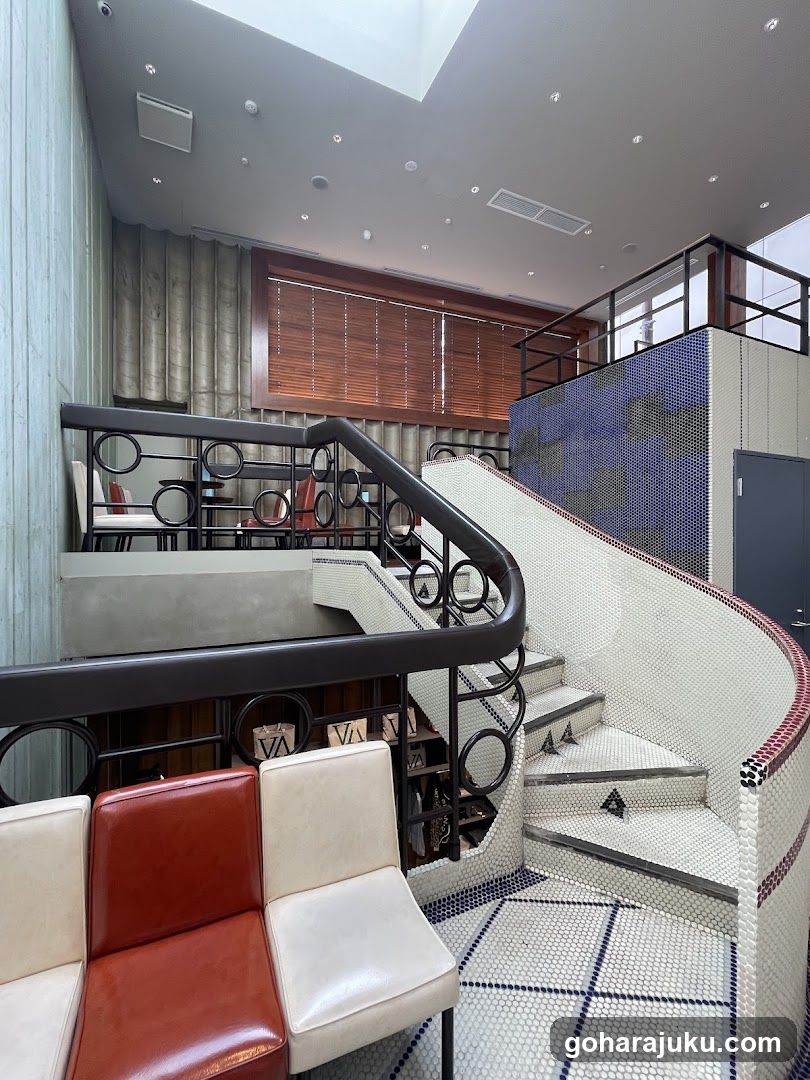 Interior of a modern building with spiral staircase
