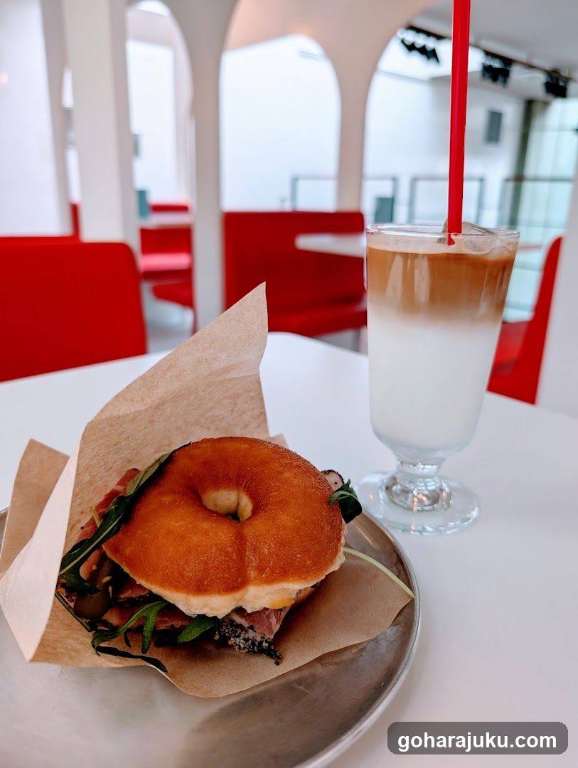 Bagel Sandwich and Latte